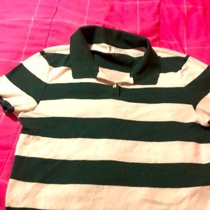 green and white american eagle cropped polo,trendy ,indie